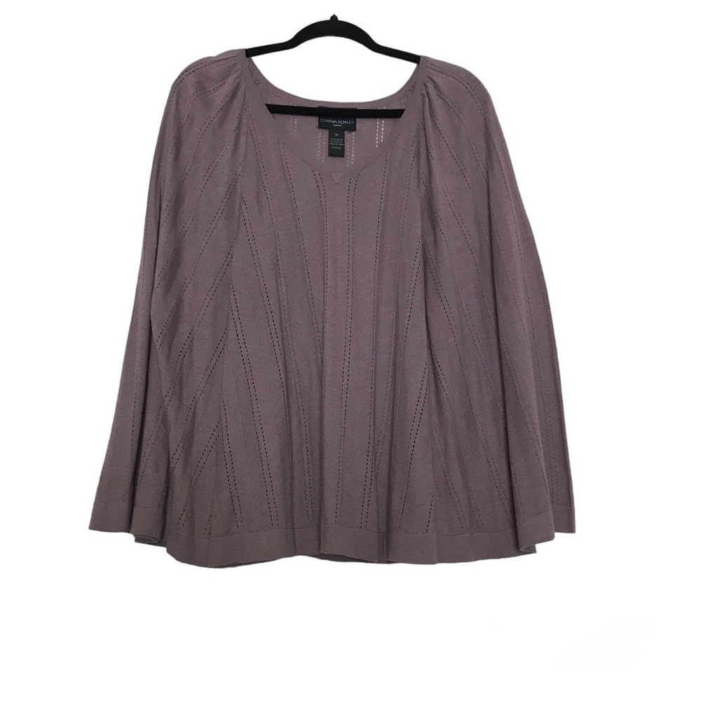 Cynthia Rowley Purple V-Neck Batwing Sleeve Pullover Top Womens Size L Boho